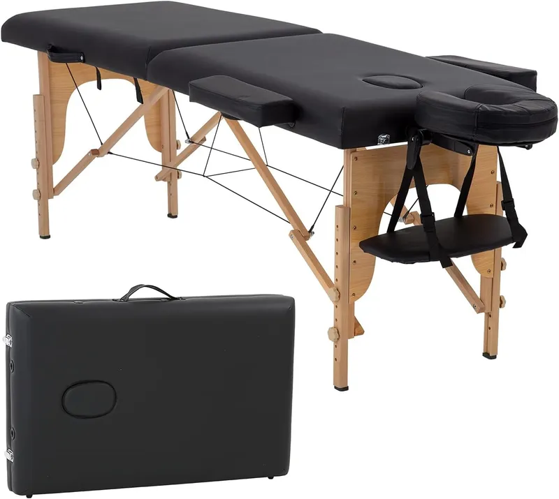 BestMassage Massage Bed Portable Massage Table 2 Folding Lash Bed Height Adjustable 24 Inch Wide