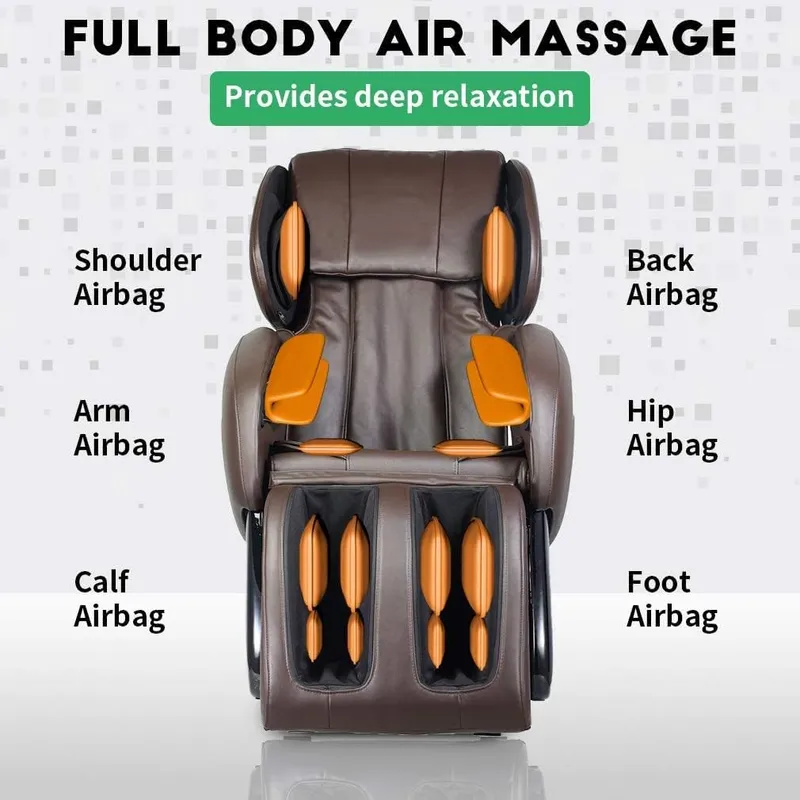 BestMassage Zero Gravity Full Body Electric Shiatsu Massage Chair, Brown